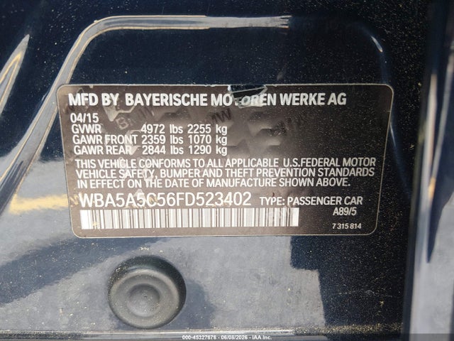 Aukcja sprzedaży 2015 Bmw 528i, vin: WBA5A5C56FD523402, numer aukcji: 45327676