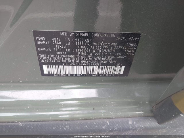 Aukcja sprzedaży 2024 Subaru Crosstrek Sport, vin: 4S4GUHF64R3709583, numer aukcji: 45327766