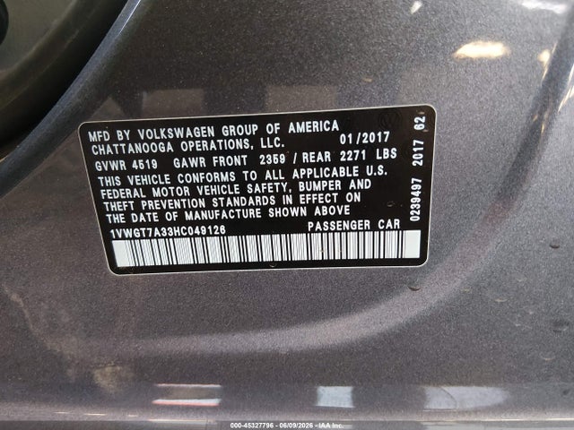 1VWGT7A33HC049126 Volkswagen Passat 1.8t Se