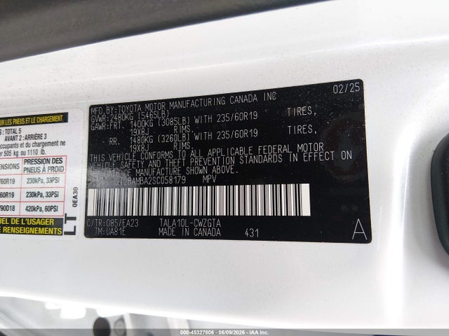 Aukcja sprzedaży 2025 Lexus Rx 350, vin: 2T2BAMBA2SC058179, numer aukcji: 45327806