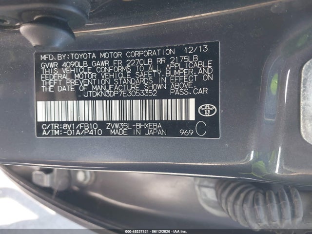 Toyota PRIUS PLUG-IN 2014 JTDKN3DP7E3053352 Image 9