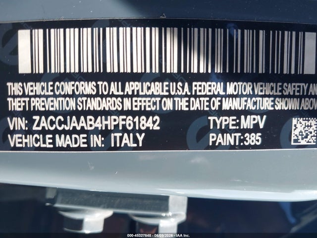 ZACCJAAB4HPF61842 Jeep Renegade Sport Fwd
