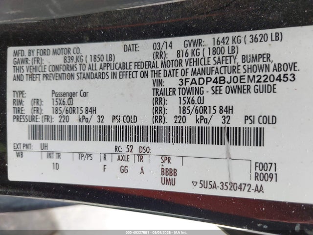 Ford FIESTA SE 2014 3FADP4BJ0EM220453 Image 9