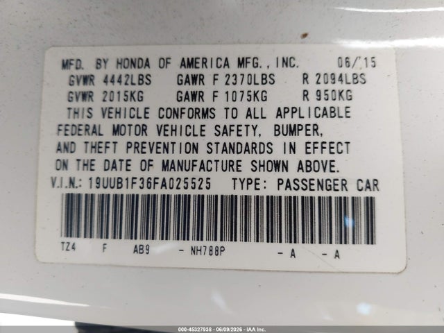 Продаж на аукціоні авто 2015 Acura Tlx, vin: 19UUB1F36FA025525, номер лоту: 45327938