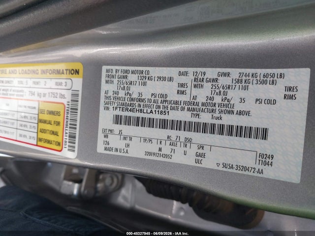 Ford Ranger Xlt 2020 1FTER4EH8LLA11851 Image 9