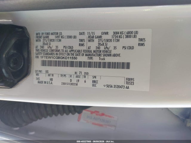 Ford F-150 Lariat 2016 1FTEW1CG8GKD11550 Image 9