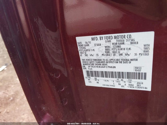 Продажа на аукционе авто 2010 Ford F-150 Stx/xl/xlt, vin: 1FTEX1E83AFC76628, номер лота: 45327991