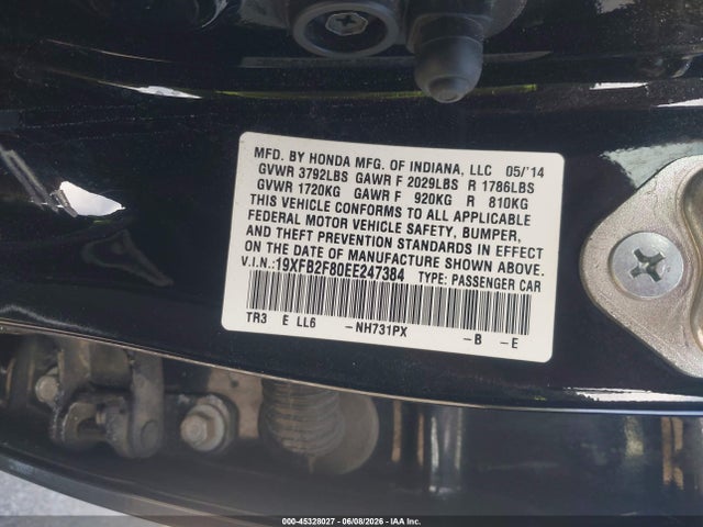Honda CIVIC EX 2014 19XFB2F80EE247384 Image 9