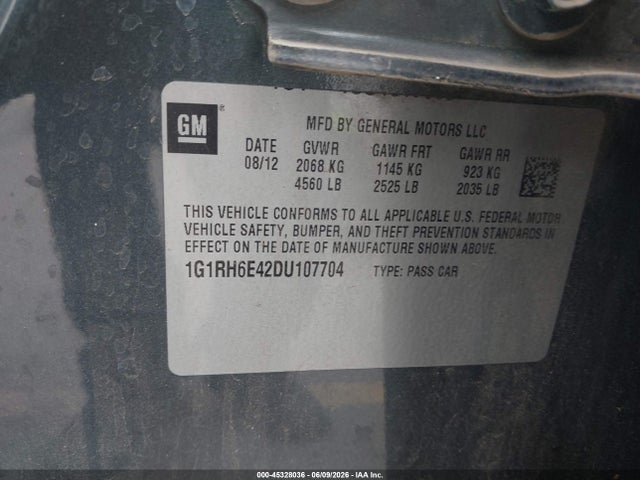 Продажа на аукционе авто 2013 Chevrolet Volt, vin: 1G1RH6E42DU107704, номер лота: 45328036