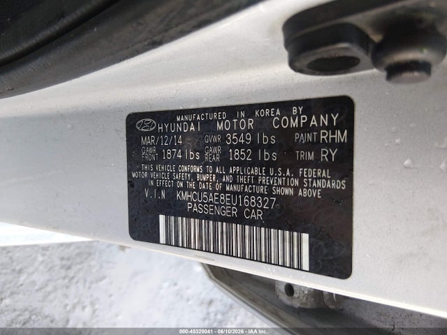 Продажа на аукционе авто 2014 Hyundai Accent Se, vin: KMHCU5AE8EU168327, номер лота: 45328041