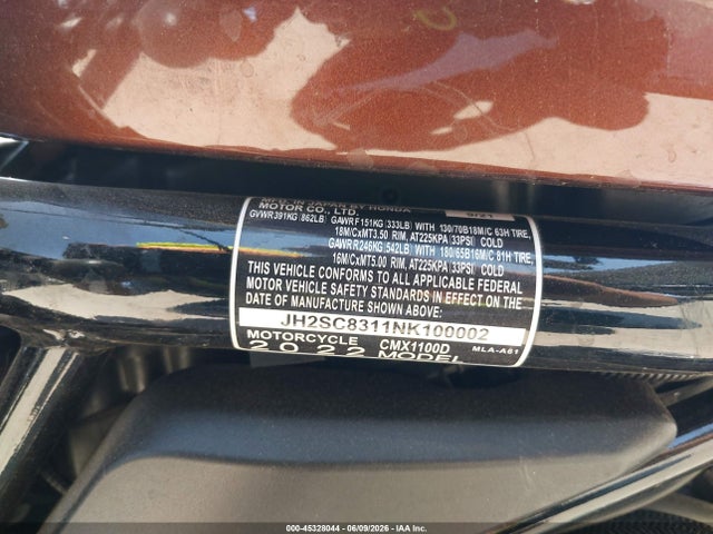 Honda Cmx1100 D 2022 JH2SC8311NK100002 Image 10