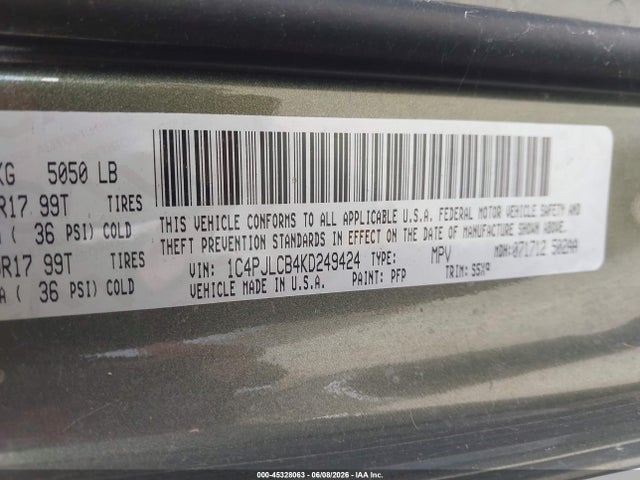 1C4PJLCB4KD249424 Jeep Cherokee Latitude Fwd