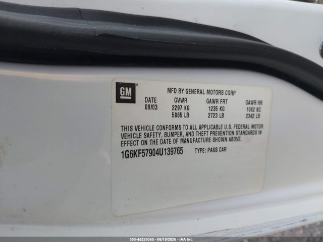 Aukcja sprzedaży 2004 Cadillac Deville Dts, vin: 1G6KF57904U139765, numer aukcji: 45328065