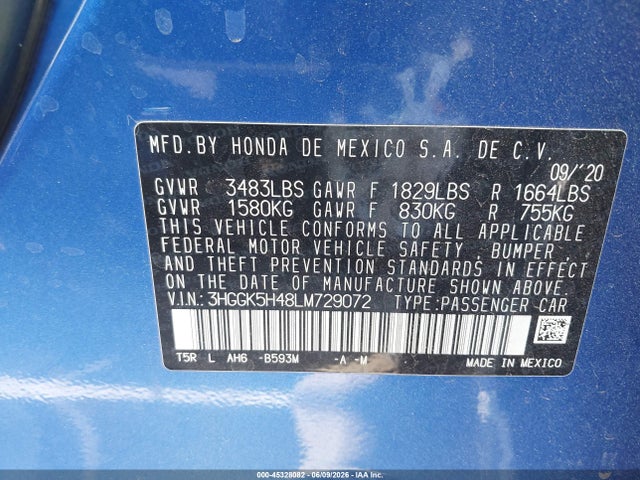3HGGK5H48LM729072 Honda FIT LX