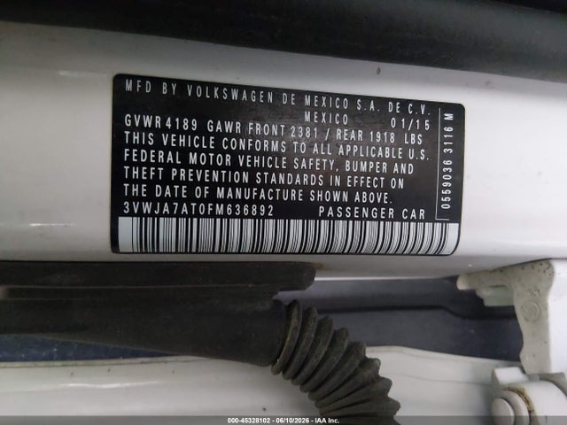3VWJA7AT0FM636892 Volkswagen Beetle 2.0l Tdi