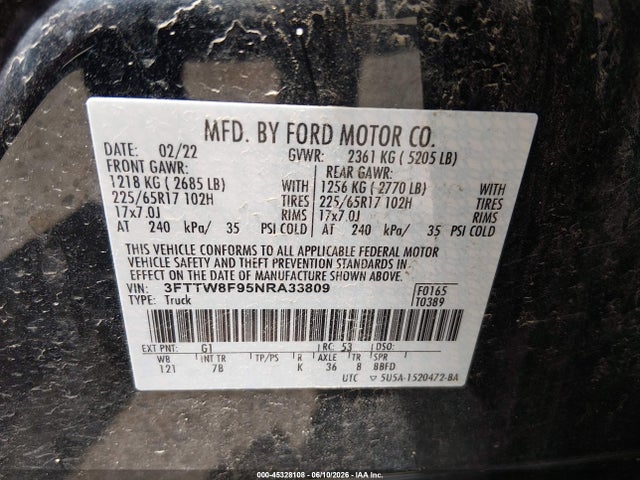 Ford Maverick Xlt 2022 3FTTW8F95NRA33809 Image 9