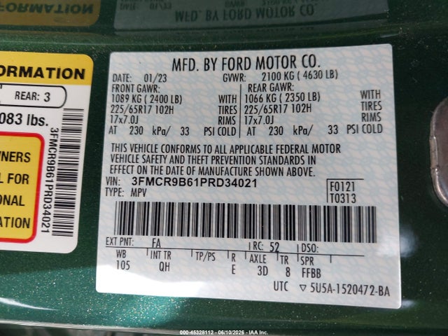 Ford Bronco Sport Big Bend 2023 3FMCR9B61PRD34021 Image 9