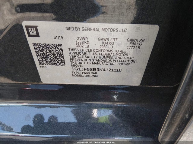 Chevrolet Sonic Premier Auto 2019 1G1JF5SB3K4121110 Image 9