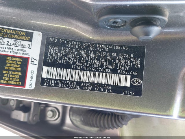 4T1BF1FK4GU176893 Toyota CAMRY SE