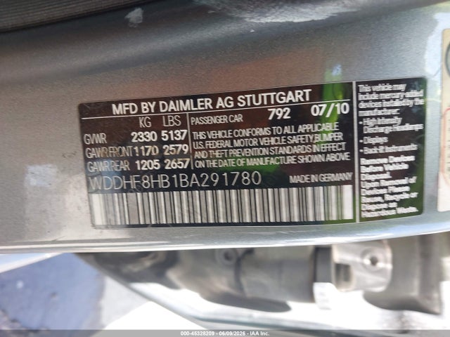 Aukcja sprzedaży 2011 Mercedes-benz E 350 4matic, vin: WDDHF8HB1BA291780, numer aukcji: 45328209