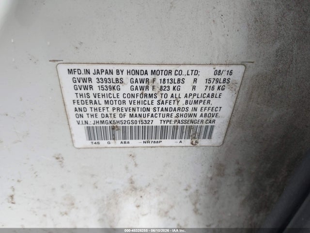JHMGK5H52GS015327 Honda FIT LX
