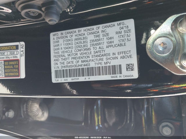 Aukcja sprzedaży 2018 Honda Cr-v Lx, vin: 2HKRW5H30JH414403, numer aukcji: 45328295
