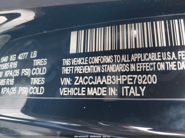 ZACCJAAB3HPE79200 Jeep Renegade Sport Fwd