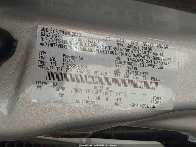 Aukcja sprzedaży 2017 Ford Focus Se, vin: 1FADP3F2XHL258145, numer aukcji: 45328343