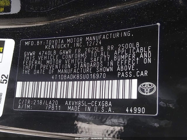 Toyota CAMRY XLE 2025 4T1DBADK8SU016970 Image 9