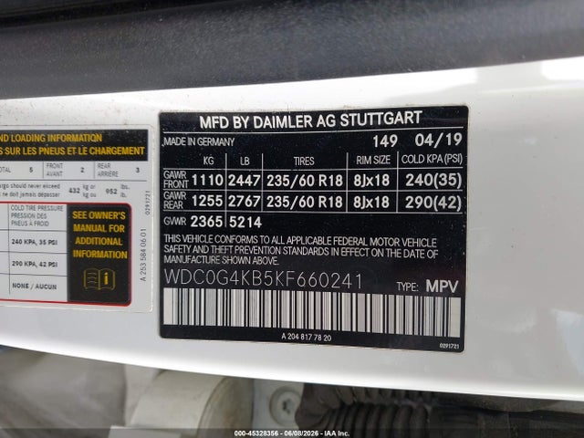 Продажа на аукционе авто 2019 Mercedes-benz Glc 300 4matic, vin: WDC0G4KB5KF660241, номер лота: 45328356