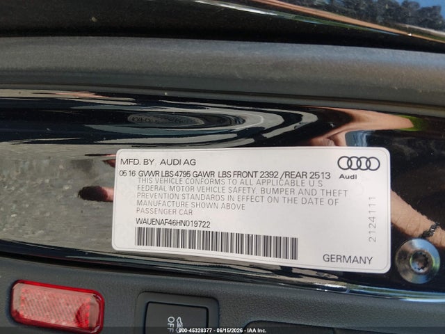 Aukcja sprzedaży 2017 Audi A4 Premium Plus, vin: WAUENAF46HN019722, numer aukcji: 45328377
