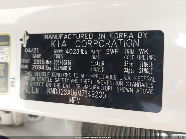KNDJ23AU6M7149205 KIA SOUL LX