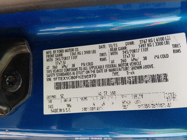 Ford F-150 Xl 2015 1FTEX1C80FKE98870 Image 9