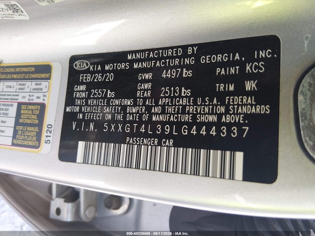 KIA Optima Lx 2020 5XXGT4L39LG444337 Image 9