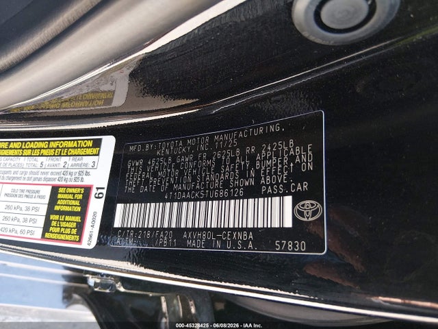 Aukcja sprzedaży 2026 Toyota Camry Le, vin: 4T1DAACK5TU686126, numer aukcji: 45328425