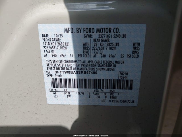Ford Maverick Xl 2025 3FTTW8BA5SRB67490 Image 9