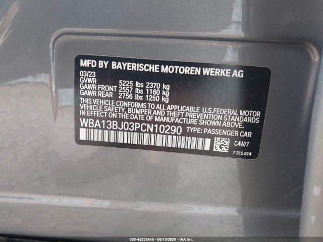 2023 Bmw 530 I Xdrive მანქანა იყიდება აუქციონზე, vin: WBA13BJ03PCN10290, აუქციონის ნომერი: 45328448