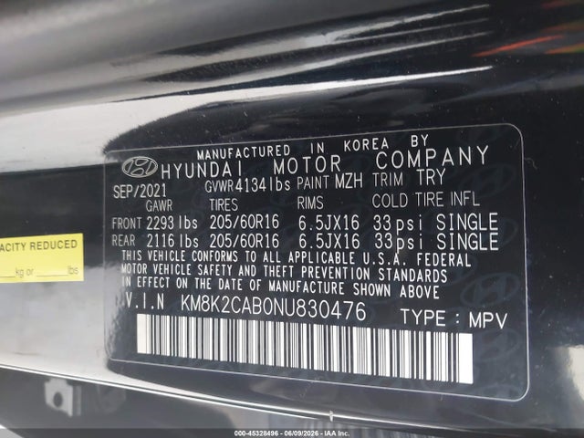 Hyundai Kona Se 2022 KM8K2CAB0NU830476 Image 9