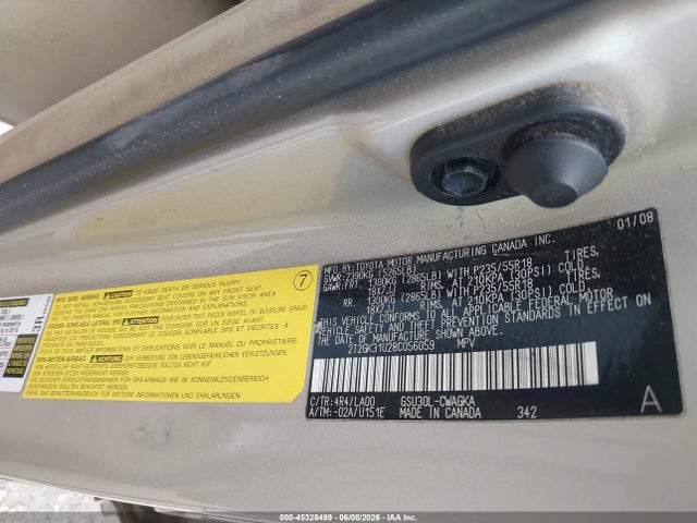 Aukcja sprzedaży 2008 Lexus Rx 350, vin: 2T2GK31U28C056059, numer aukcji: 45328499