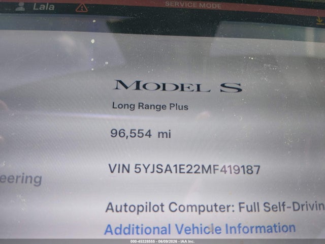 Auction sale of the 2021 Tesla Model S Long Range Dual Motor All-wheel Drive/long Range Plus Dual Motor All-wheel Drive, vin: 5YJSA1E22MF419187, lot number: 45328555