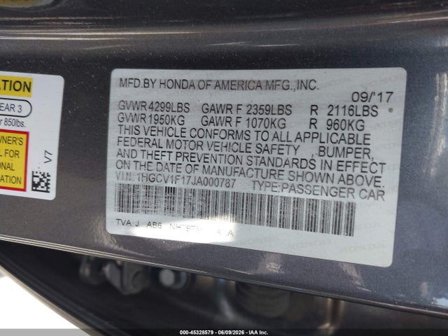 1HGCV1F17JA000787 Honda ACCORD LX