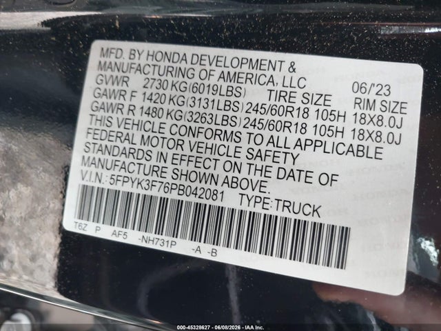 Honda Ridgeline Rtl-e 2023 5FPYK3F76PB042081 Image 9