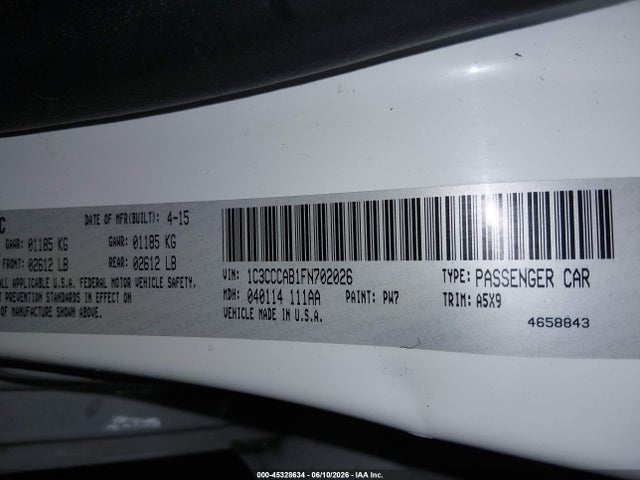 Aukcja sprzedaży 2015 Chrysler 200 Limited, vin: 1C3CCCAB1FN702026, numer aukcji: 45328634