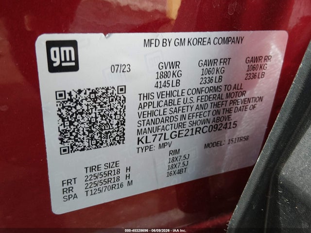 KL77LGE21RC092415 Chevrolet Trax Fwd 1rs
