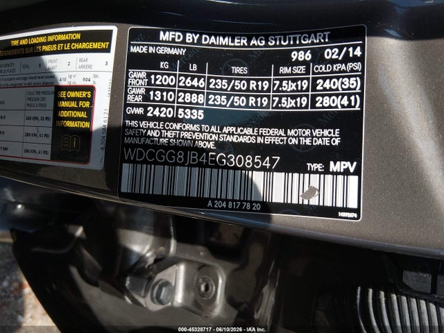 Aukcja sprzedaży 2014 Mercedes-benz Glk 350 4matic, vin: WDCGG8JB4EG308547, numer aukcji: 45328717
