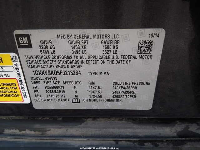 GMC Acadia Slt-2 2015 1GKKVSKD5FJ213264 Image 9