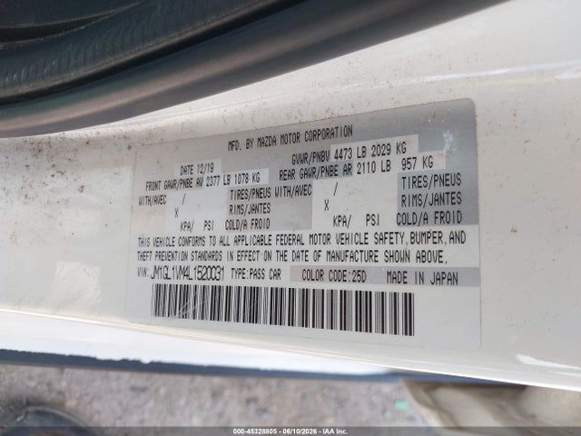 Aukcja sprzedaży 2020 Mazda Mazda6 Touring, vin: JM1GL1VM4L1520031, numer aukcji: 45328805