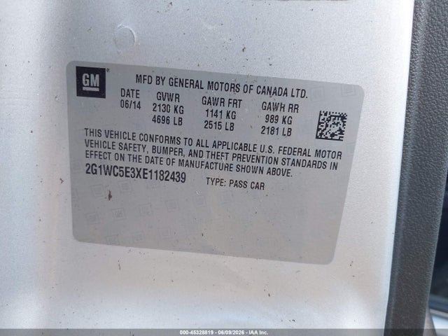 45328819 :رقم المزاد ، 2G1WC5E3XE1182439 vin ، 2014 Chevrolet Impala Limited Ltz مزاد بيع