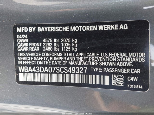 BMW 430I 2025 WBA43DA07SCS49327 Image 9