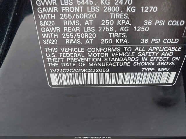 Aukcja sprzedaży 2021 Volkswagen Atlas Cross Sport 2.0t Se W/technology, vin: 1V2JC2CA2MC222053, numer aukcji: 45328864